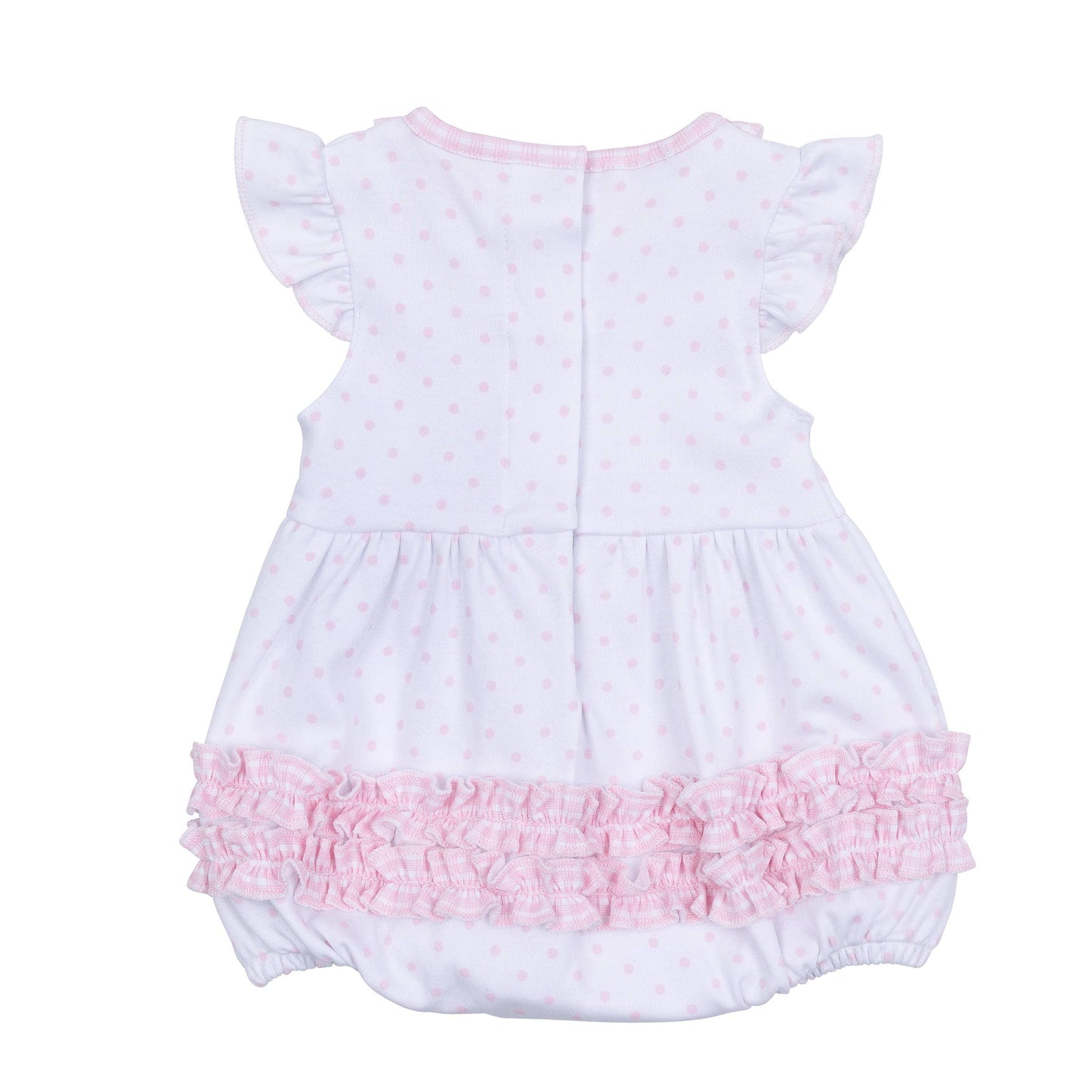 Gingham Dots Ruffle Flutters Bubble in Pink