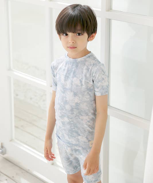 Bamboo Tie Dyeing Powder Blue Short Sleeve PJs