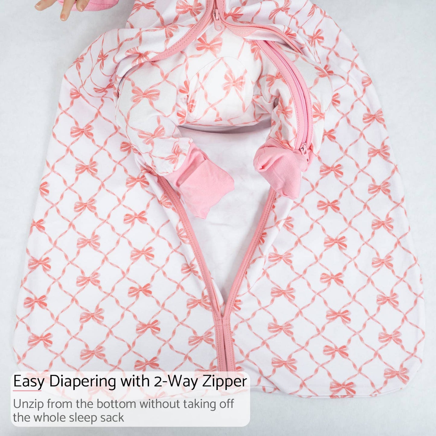 Beautiful Bows Baby Girl Sleep Sack, 100% Organic Cotton