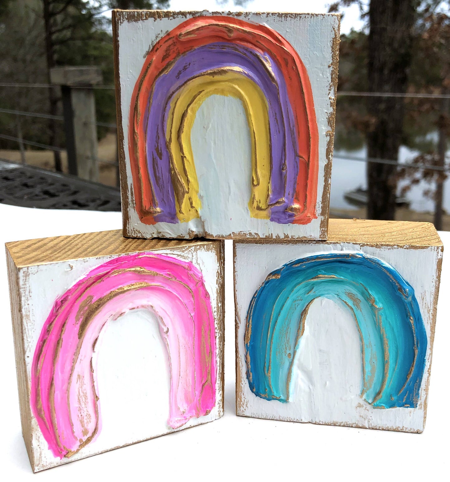 3x3 Rainbow handmade painted spring teen tween collegiate