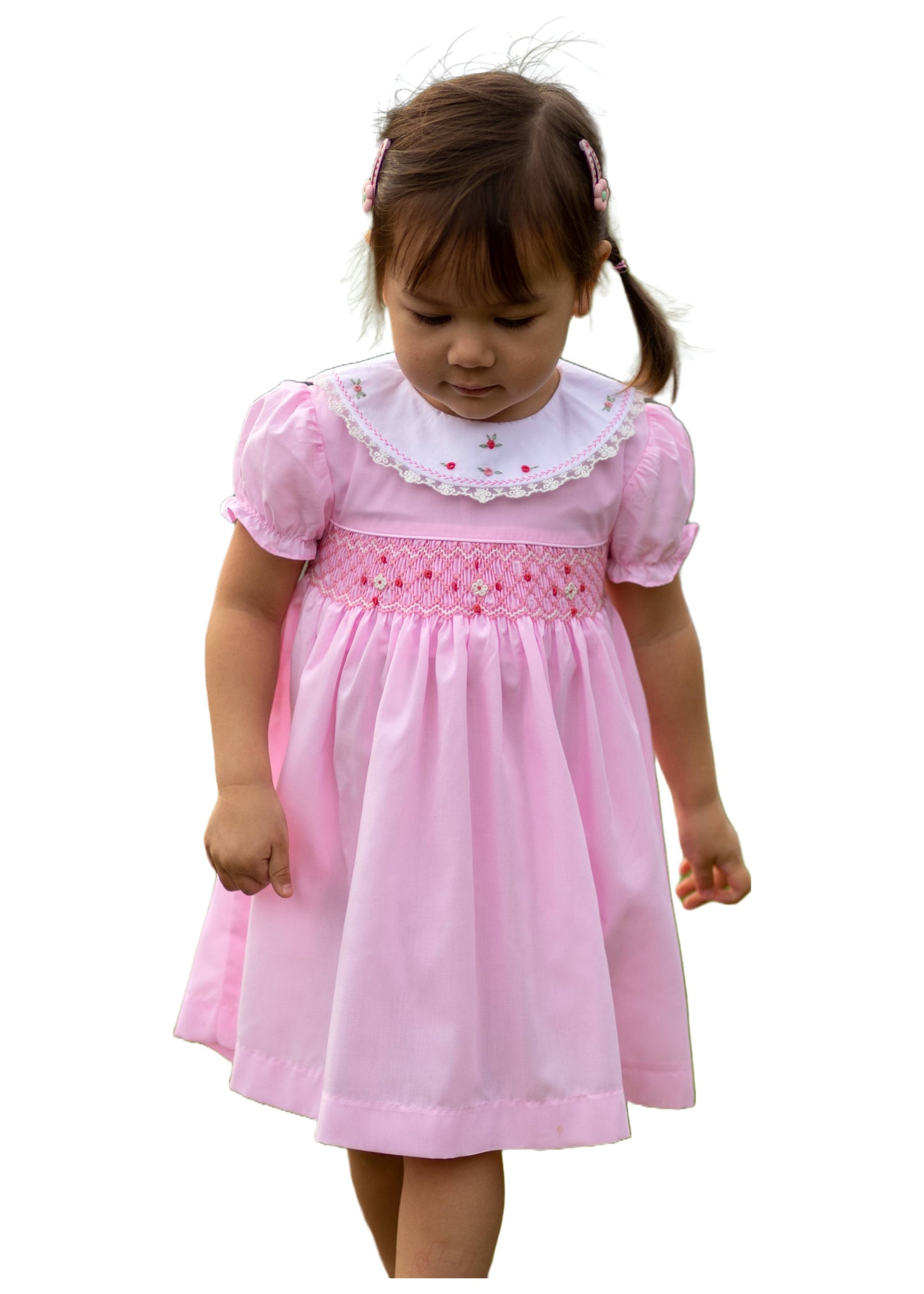Pink Hand Smocked Girls Liberty Dress