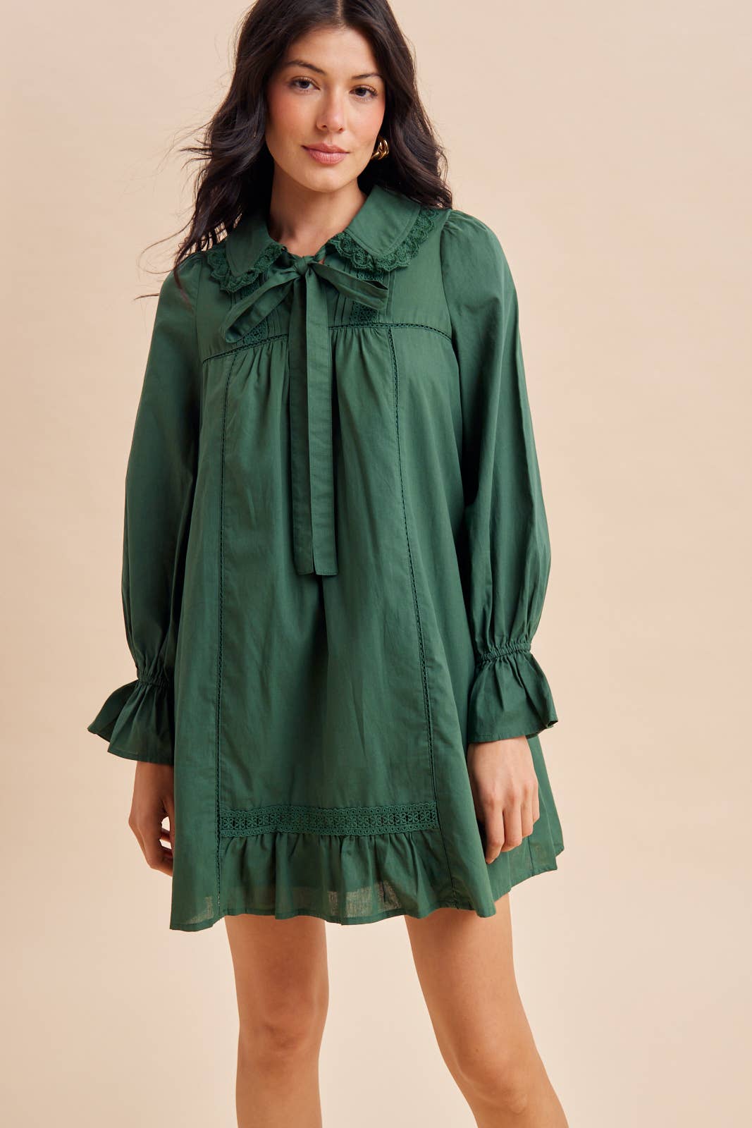 LACE TRIM PETER PAN COLLAR MINI DRESS