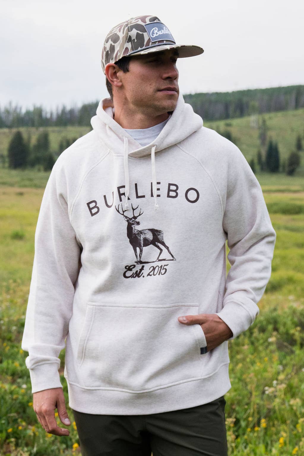 Fleece Hoodie - Whitetail Deer - Heather Oatmeal