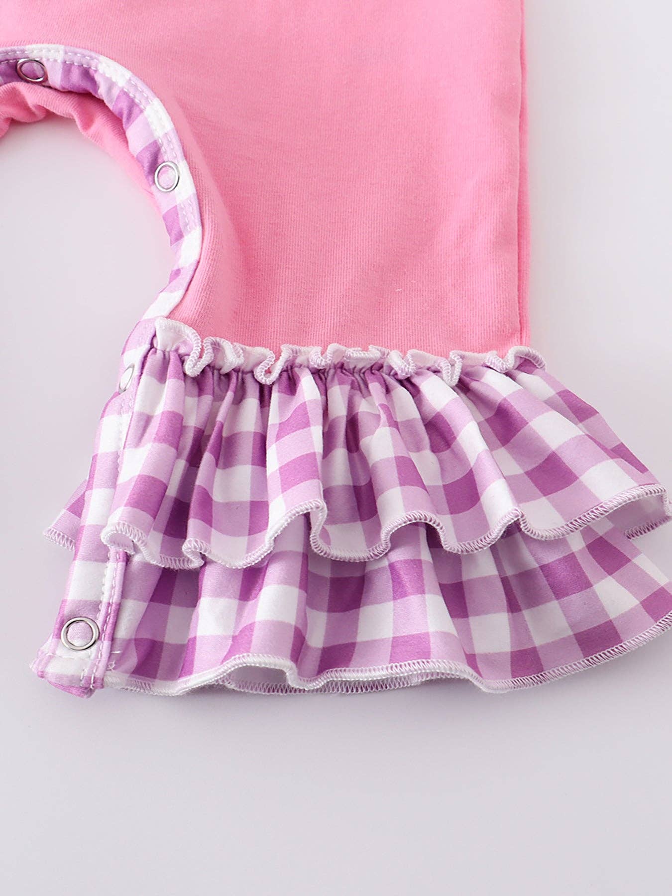 Magenta plaid rabbit ruffle baby romper