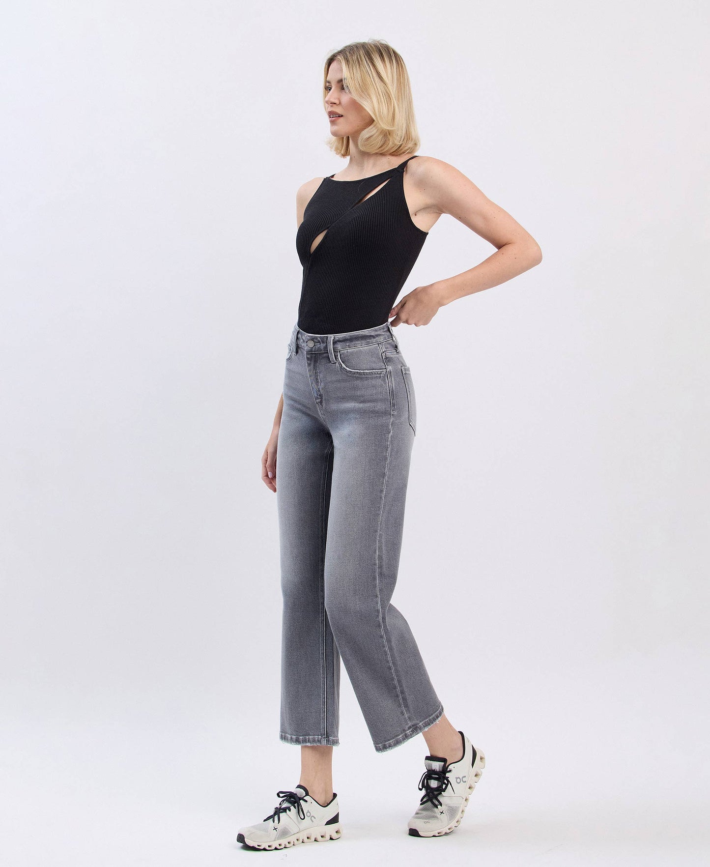 HIGH RISE ANKLE SLIM WIDE LEG JEANS T6296N