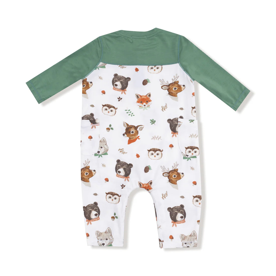 Woodland Animal Faces - Romper with Contrast Sleeves