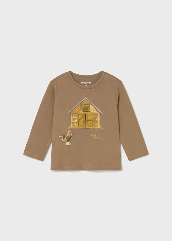 Baby Interactive Farm T-Shirt Caramel