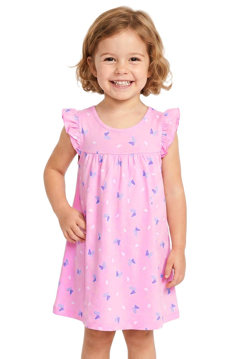 Toddlers Summer Floral Dress w/Ruffle Sleeve