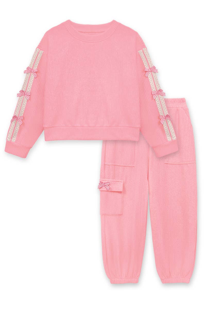 Girl's Knit Ribbed Pullover & Jogger Pant Set