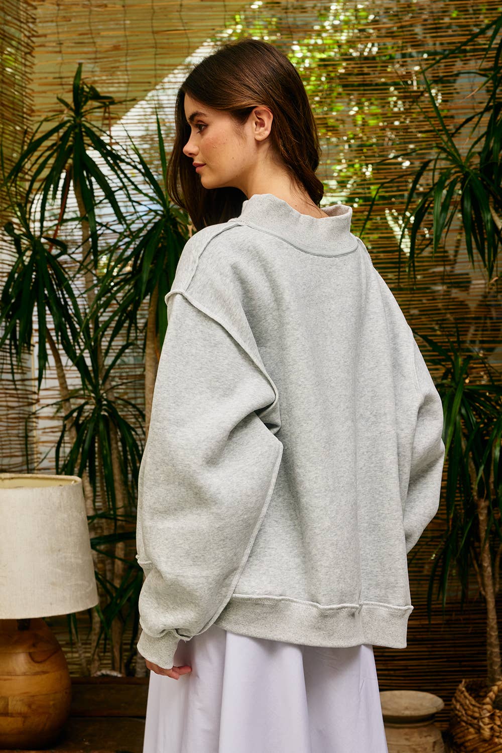 TN Stripe Embroidered Mock Neck Sweatshirt