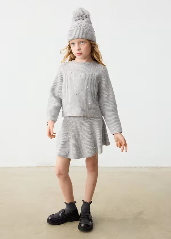 Girl Knit Sweater With Pearls