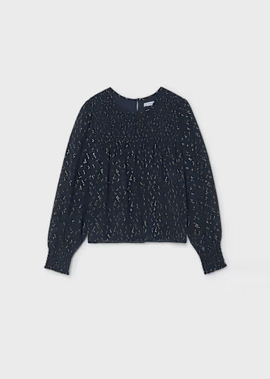 Girl Smocked Chiffon Blouse