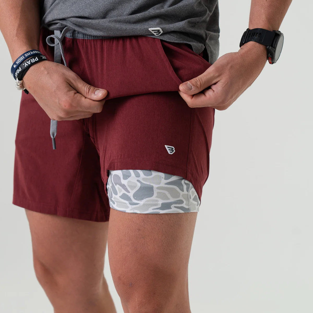 Athletic Short- Maroon- White Camo