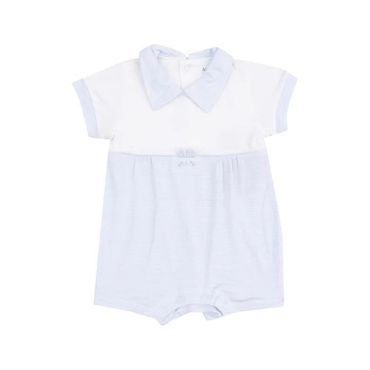 Tiny Bunny Romper- Stripe Classic Blue