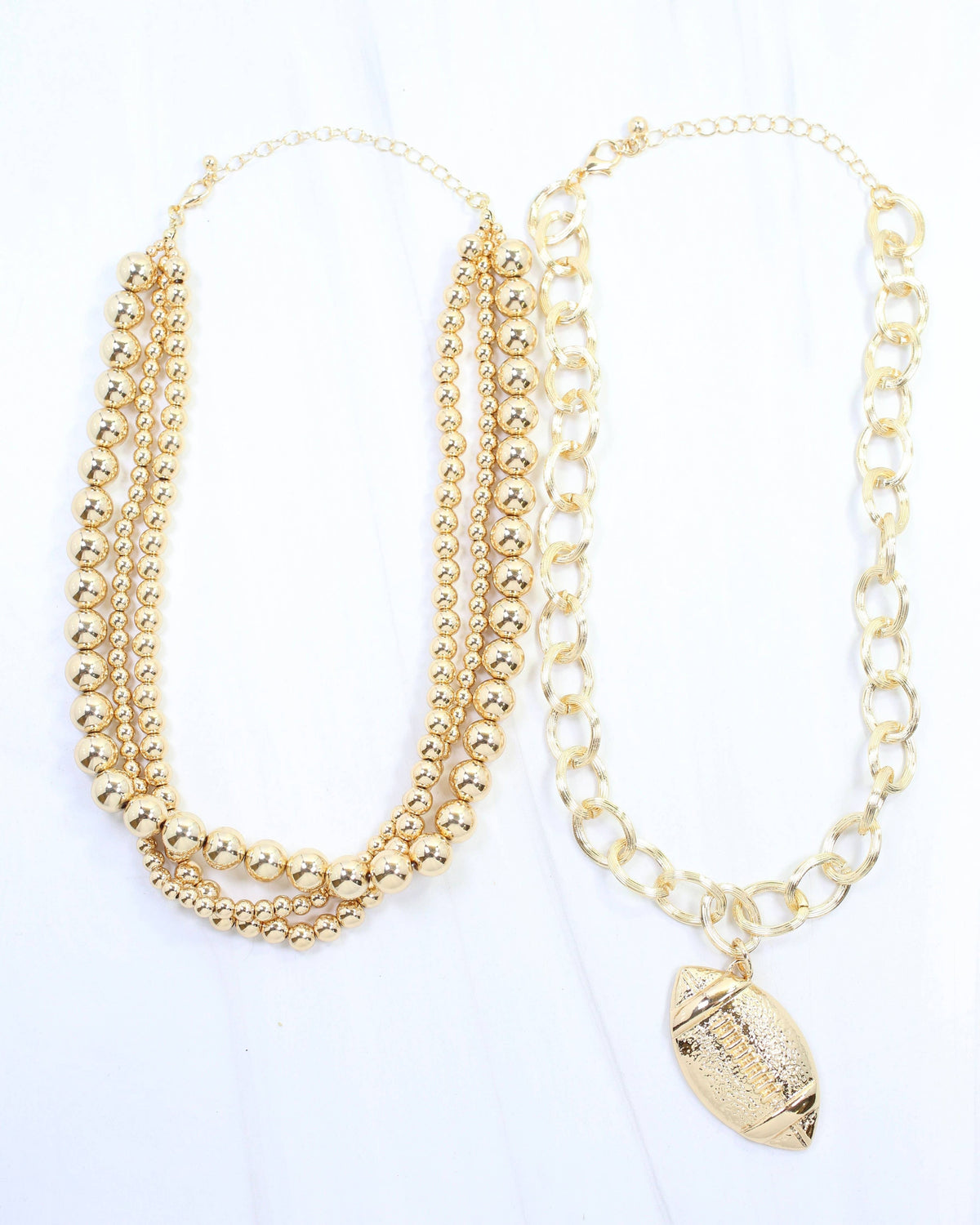 Beaded Layered football Necklace