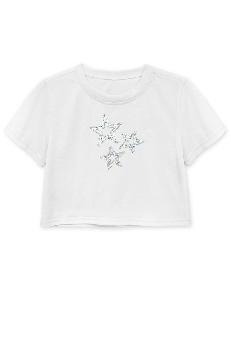Girl's Short Sleeve Tops w/ Star Sequin