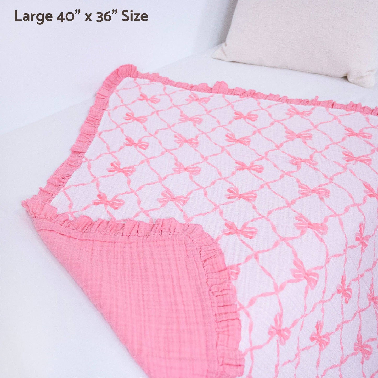Muslin Quilt Baby & Kids Ruffle Blanket Beautiful Bows
