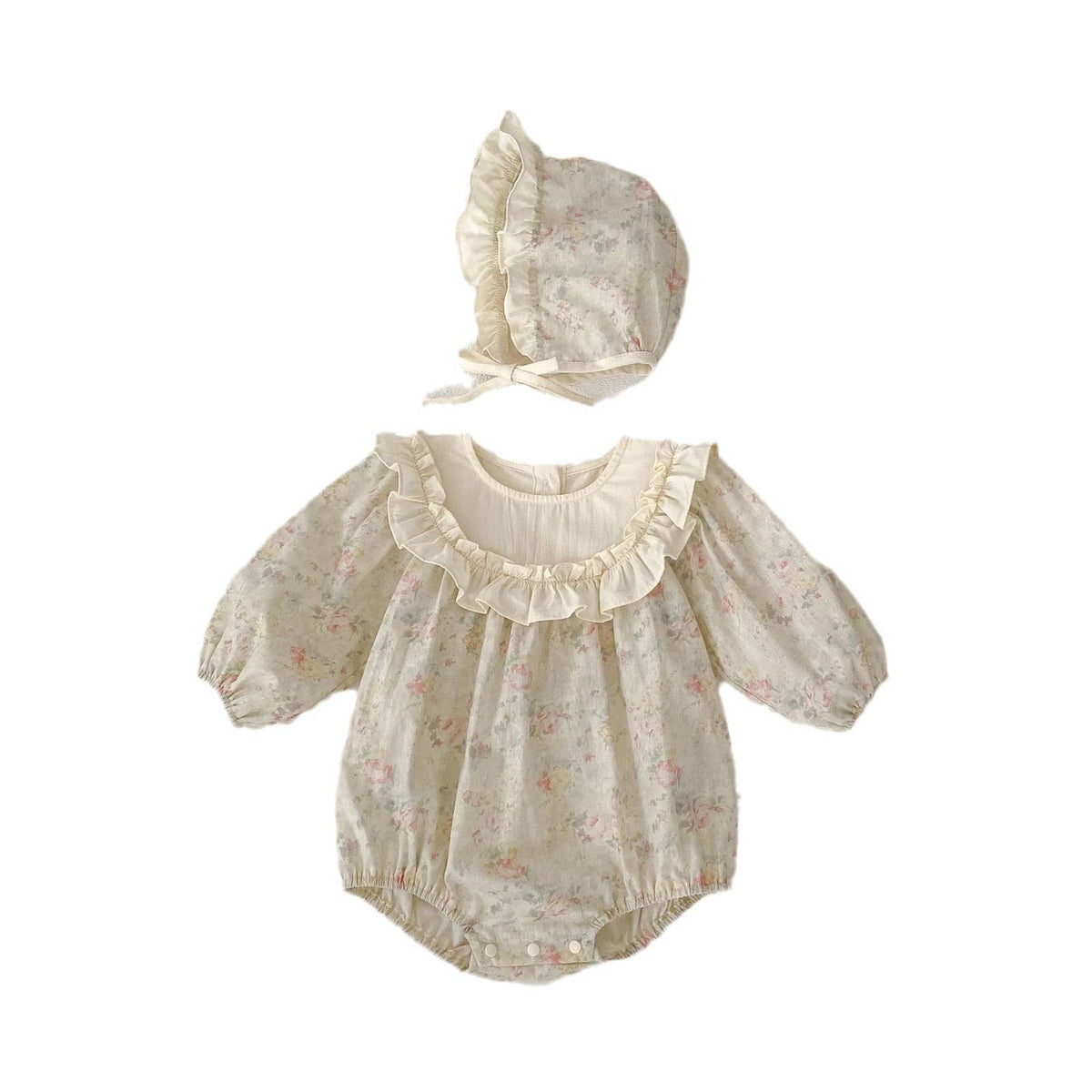 Baby Girl Floral Hooded Romper Multicolor
