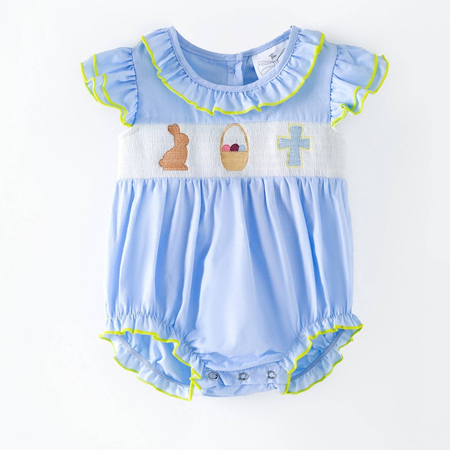 Baby Girl Blue Easter Smocked Romper