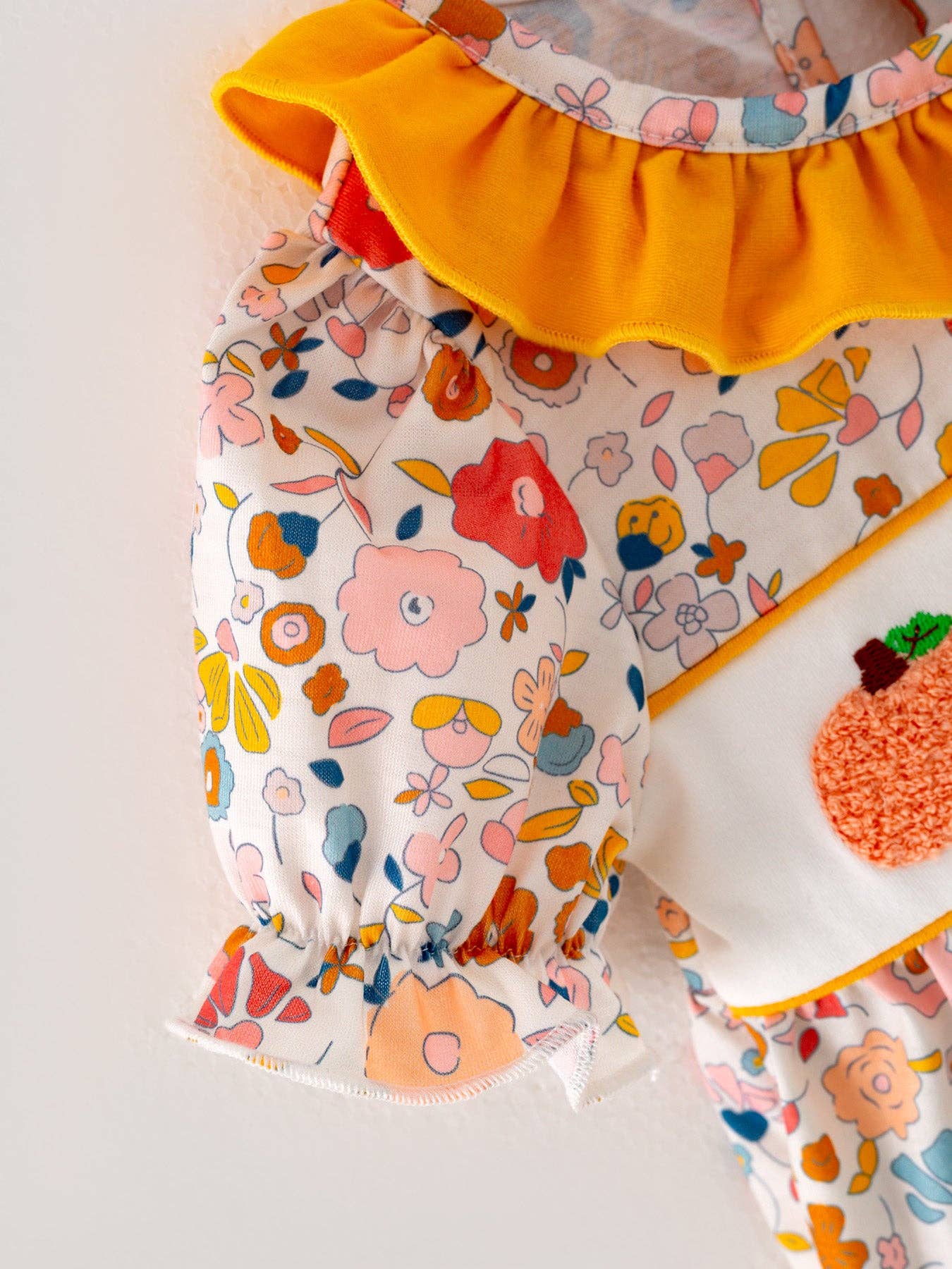 Pumpkin Chenille patches Girls Romper