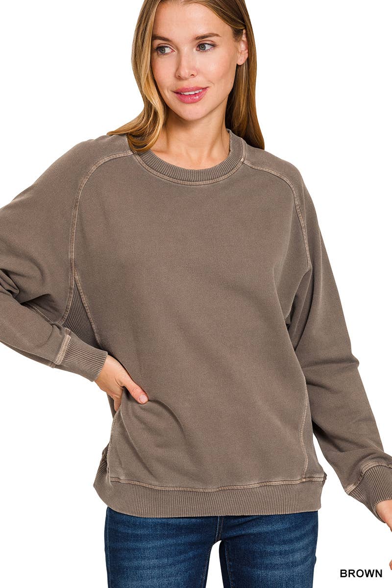 French Terry Pigment Dye Enzyme Washing Pullover