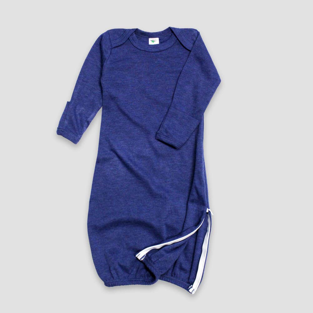 Baby Long Sleeve Gown Mittens & Side Zipper Open Sizing