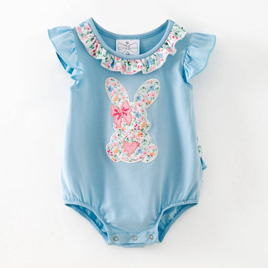 Floral Bunny Appliqué Easter Infant Romper