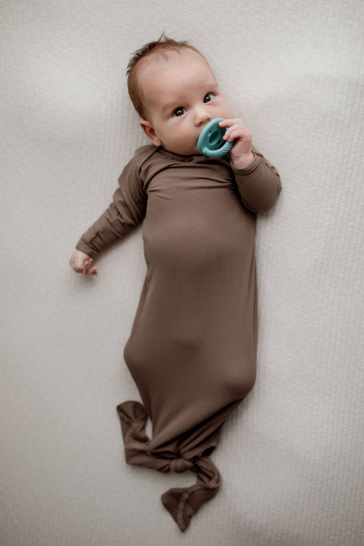 Cocoa Brown Ribbed Knotted Gown