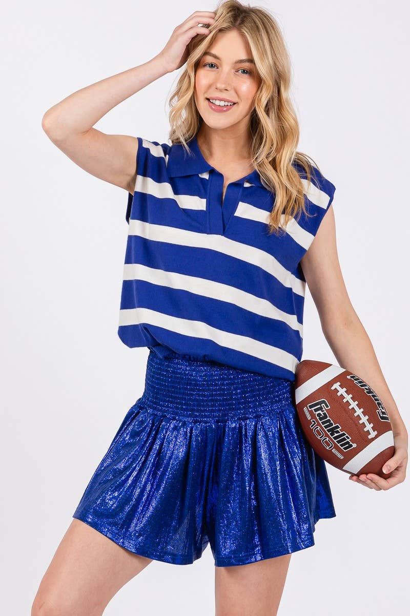 STRIPED SLEEVELESS SWEATER TOP