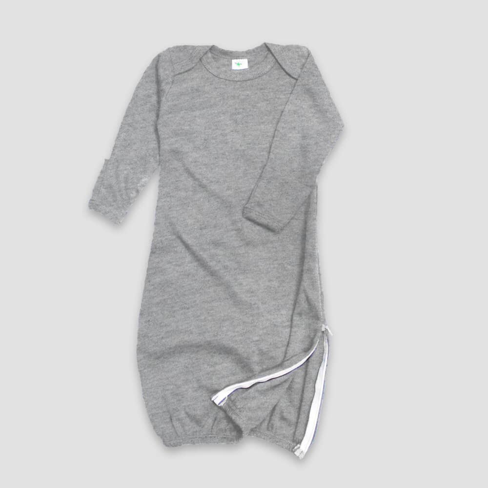 Baby Long Sleeve Gown Mittens & Side Zipper Open Sizing