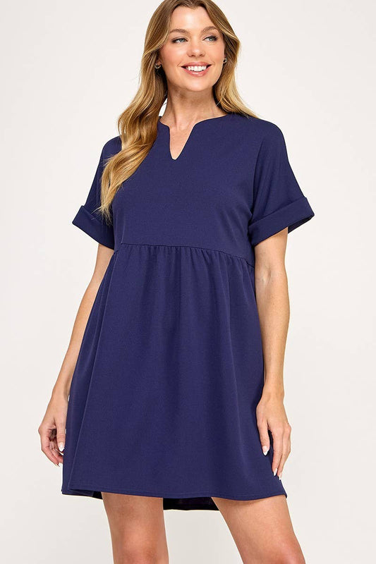 Solid Baby Doll Dress