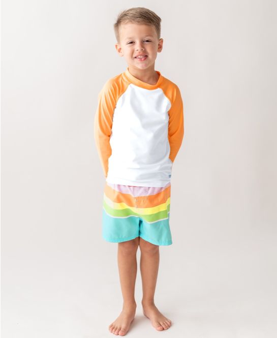 Island Rainbow Multi-Stripe Swim Trunks
