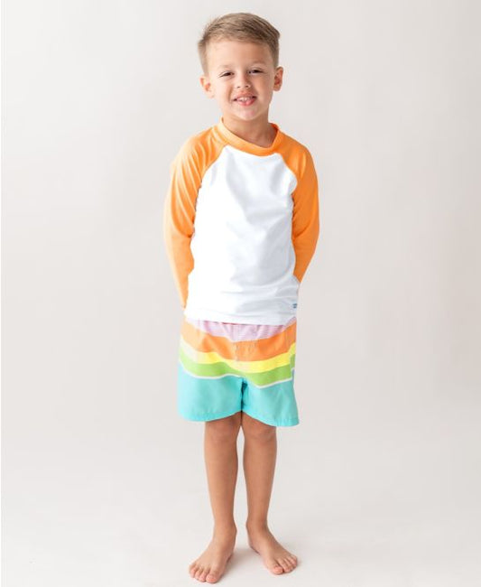 Island Rainbow Multi-Stripe Swim Trunks