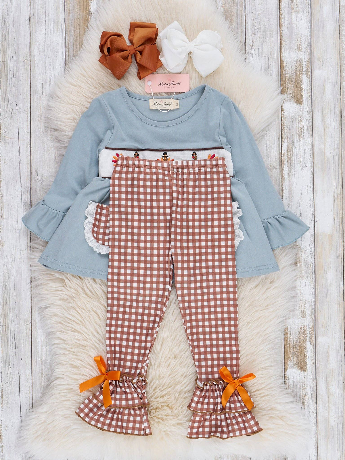 Smocked Turkeys Ruffle Outfit