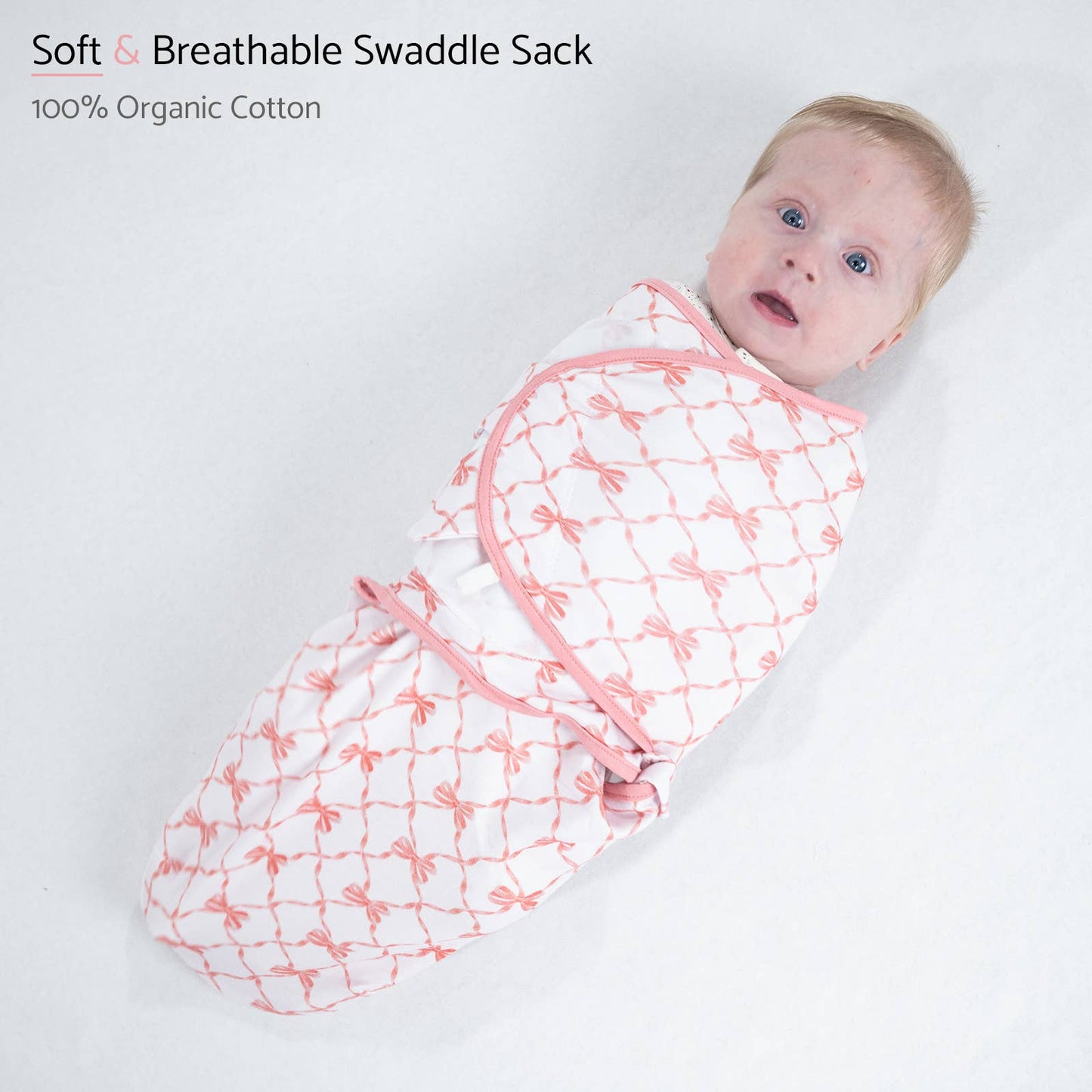 Beautiful Bows Baby Sleep Swaddle 100% Organic Cotton