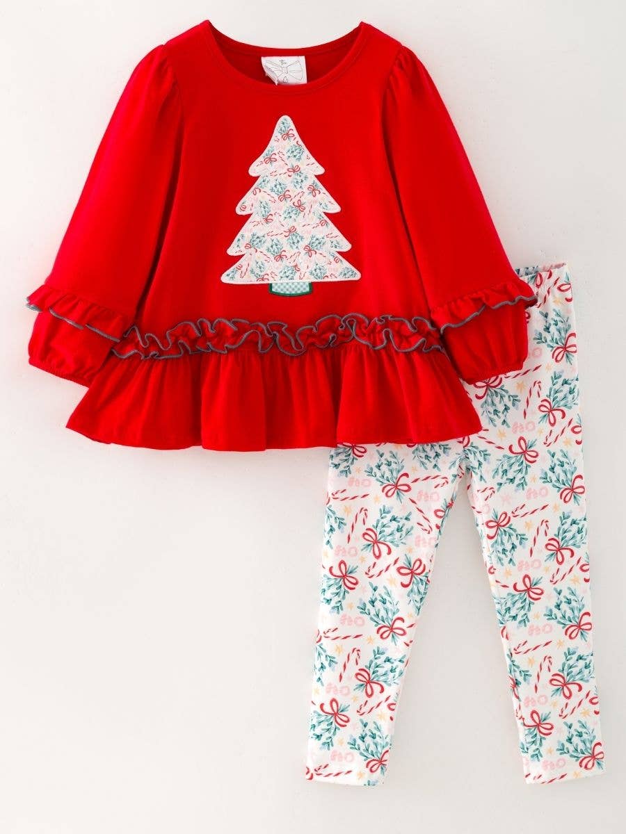 Christmas Tree Appliqué Tunic & Legging Set