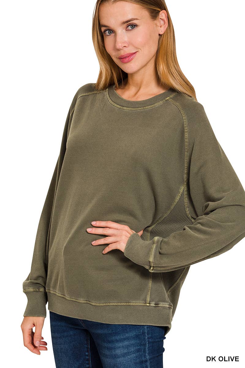 French Terry Pigment Dye Enzyme Washing Pullover