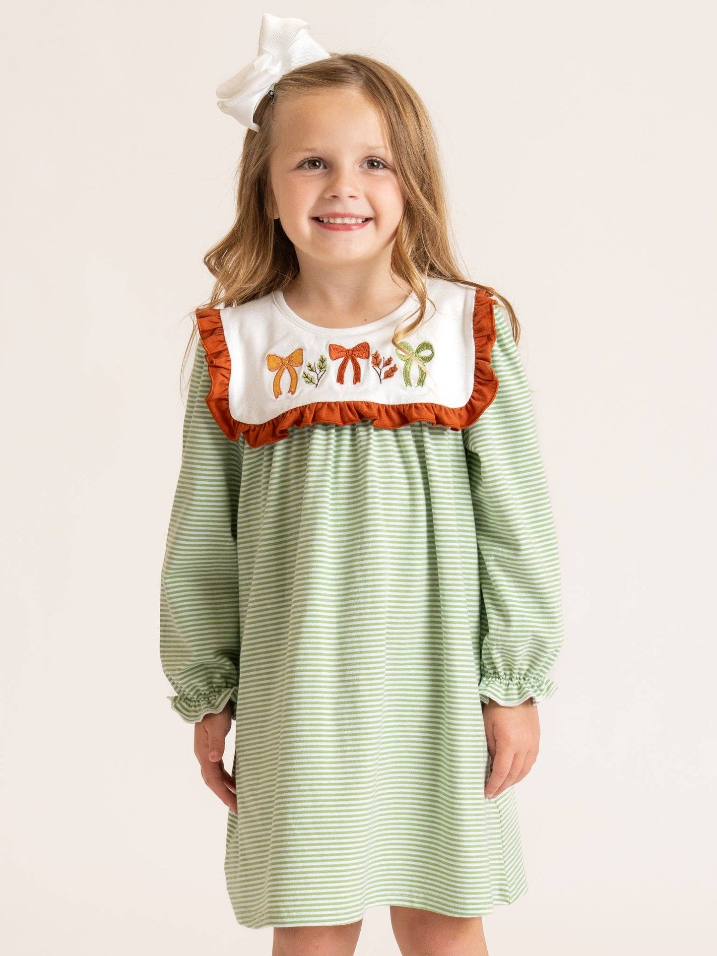Sweet Bow Embroidered Ruffle Dress