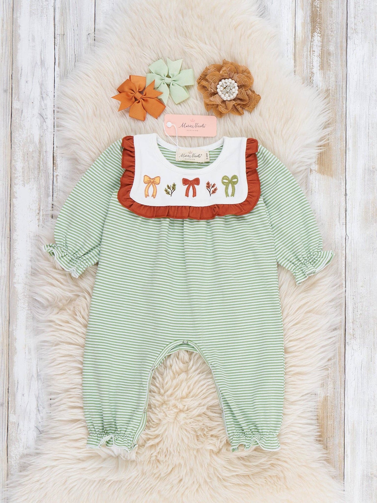 Sweet Bow Embroidered Ruffle Romper