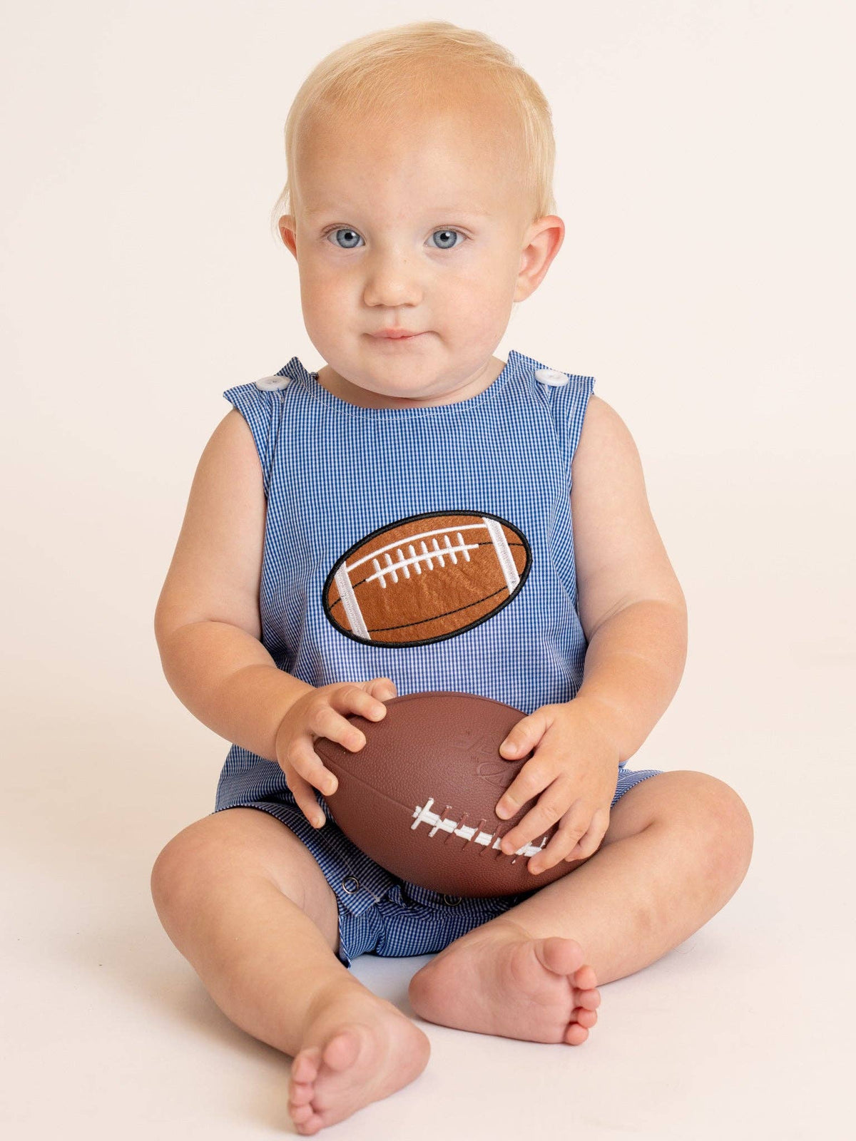Blue Stripe Cotton Embroidered Football Johnny