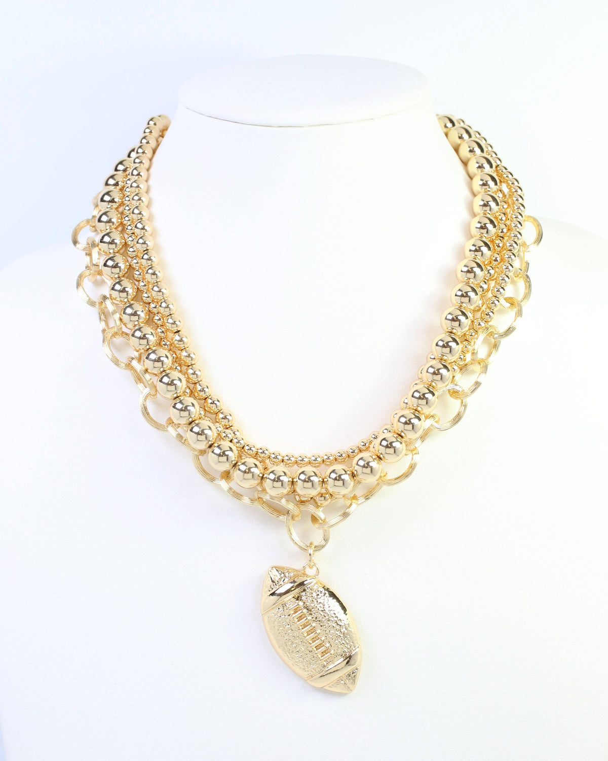 Beaded Layered football Necklace