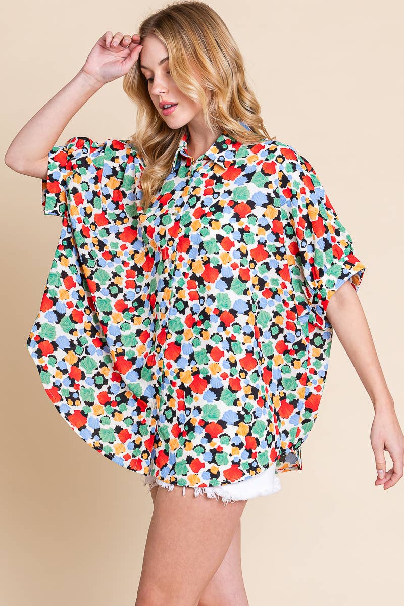 SEASHELL PRINT OXFORD BLOUSE