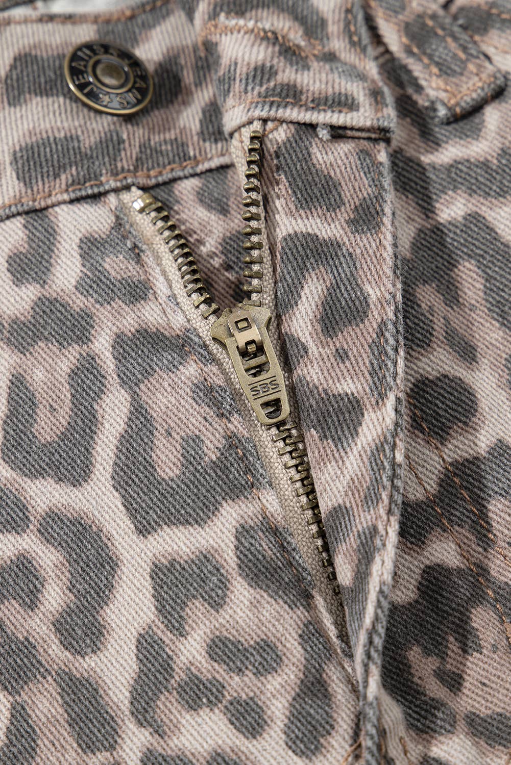 LAS Leopard Frayed Edge Wide Leg High Waist Jeans (4-16)