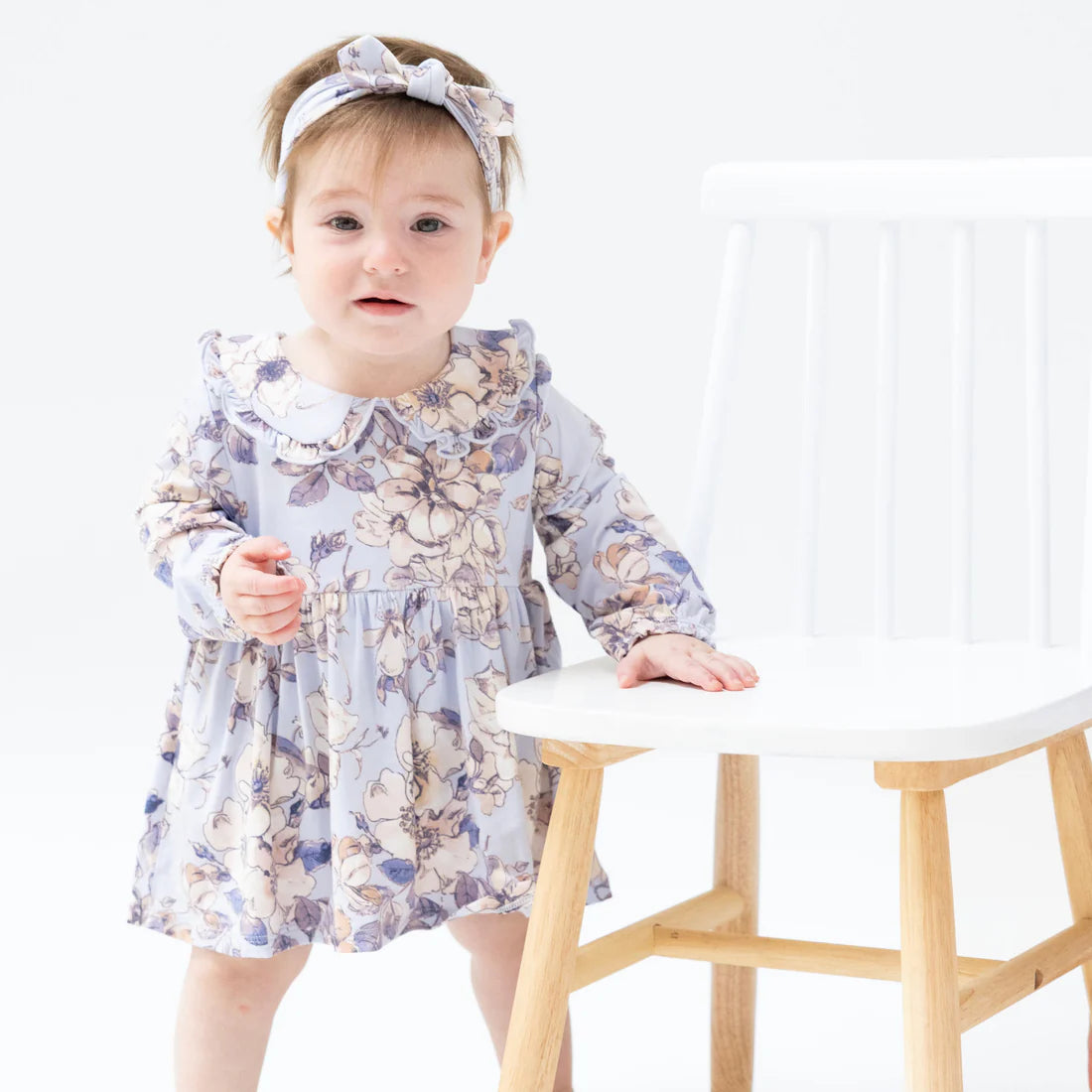 Woodrose - Peri - Long Sleeve Peter Pan Ruffle Collar Bubble with Skir ...