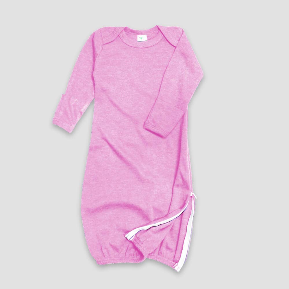 Baby Long Sleeve Gown Mittens & Side Zipper Open Sizing