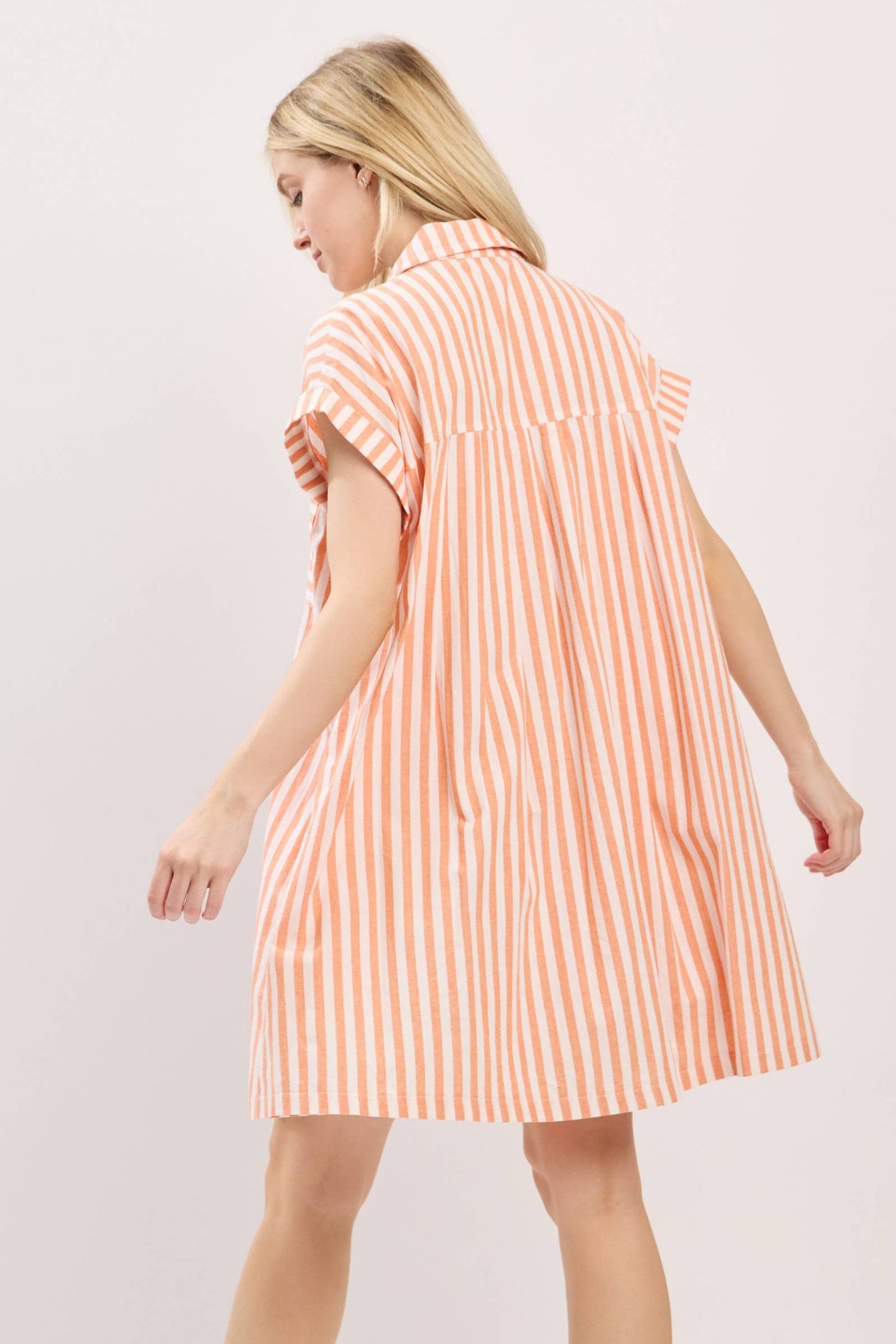 GAME DAY COTTON STRIPED BUTTON DOWN TUNIC DRESS