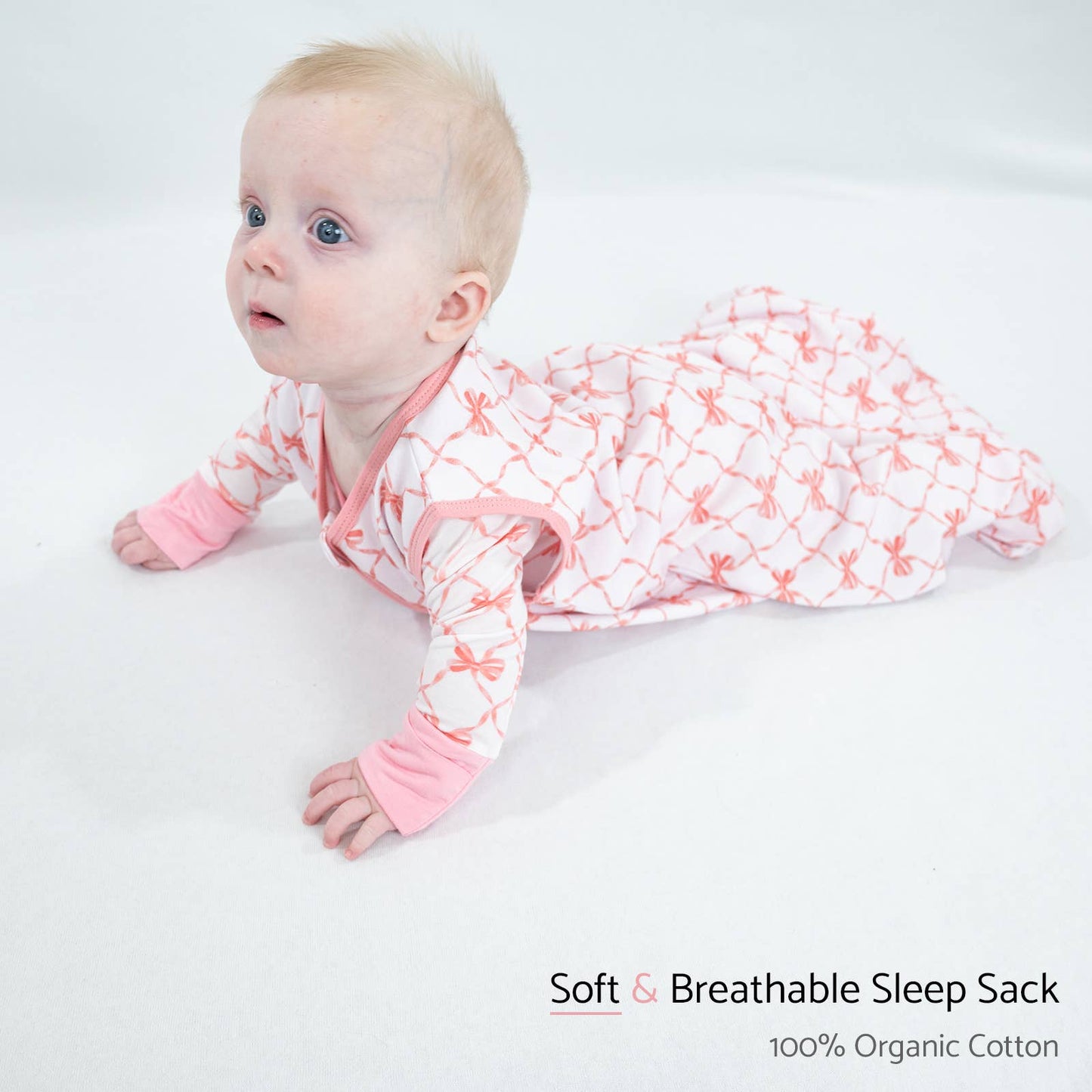 Beautiful Bows Baby Girl Sleep Sack, 100% Organic Cotton