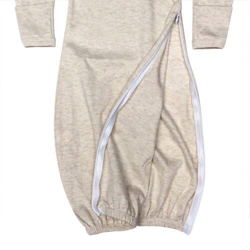 Baby Long Sleeve Gown Mittens & Side Zipper Open Sizing