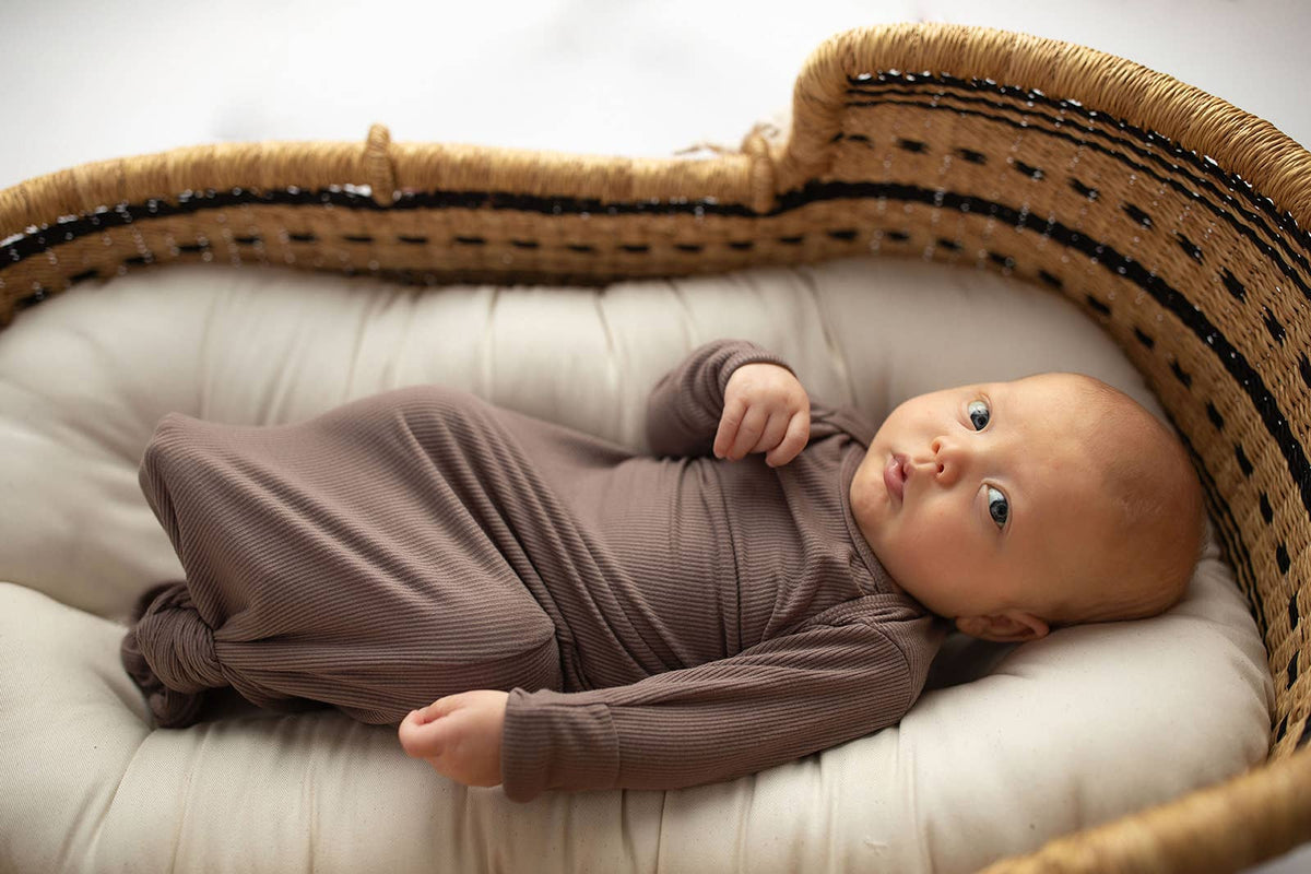 Cocoa Brown Ribbed Knotted Gown