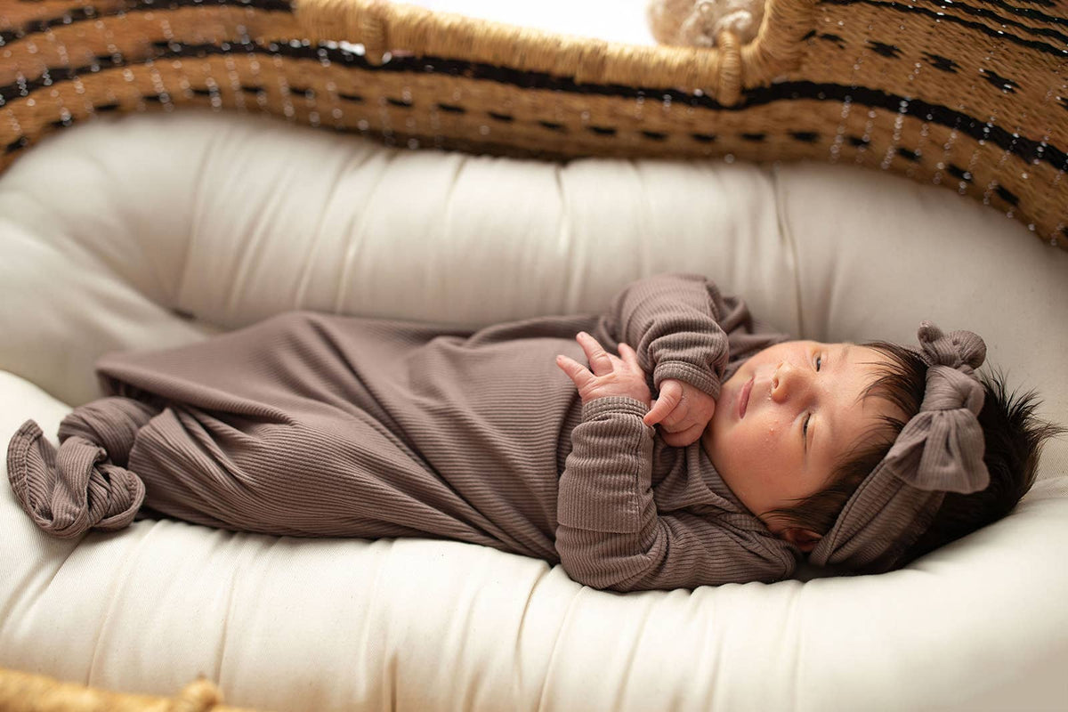 Cocoa Brown Ribbed Knotted Gown